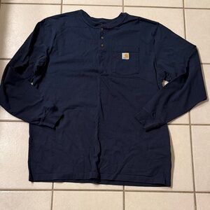 Carhartt 100% cotton 2XL TallMen's Dark Blue Long Sleeve Henley loose fit